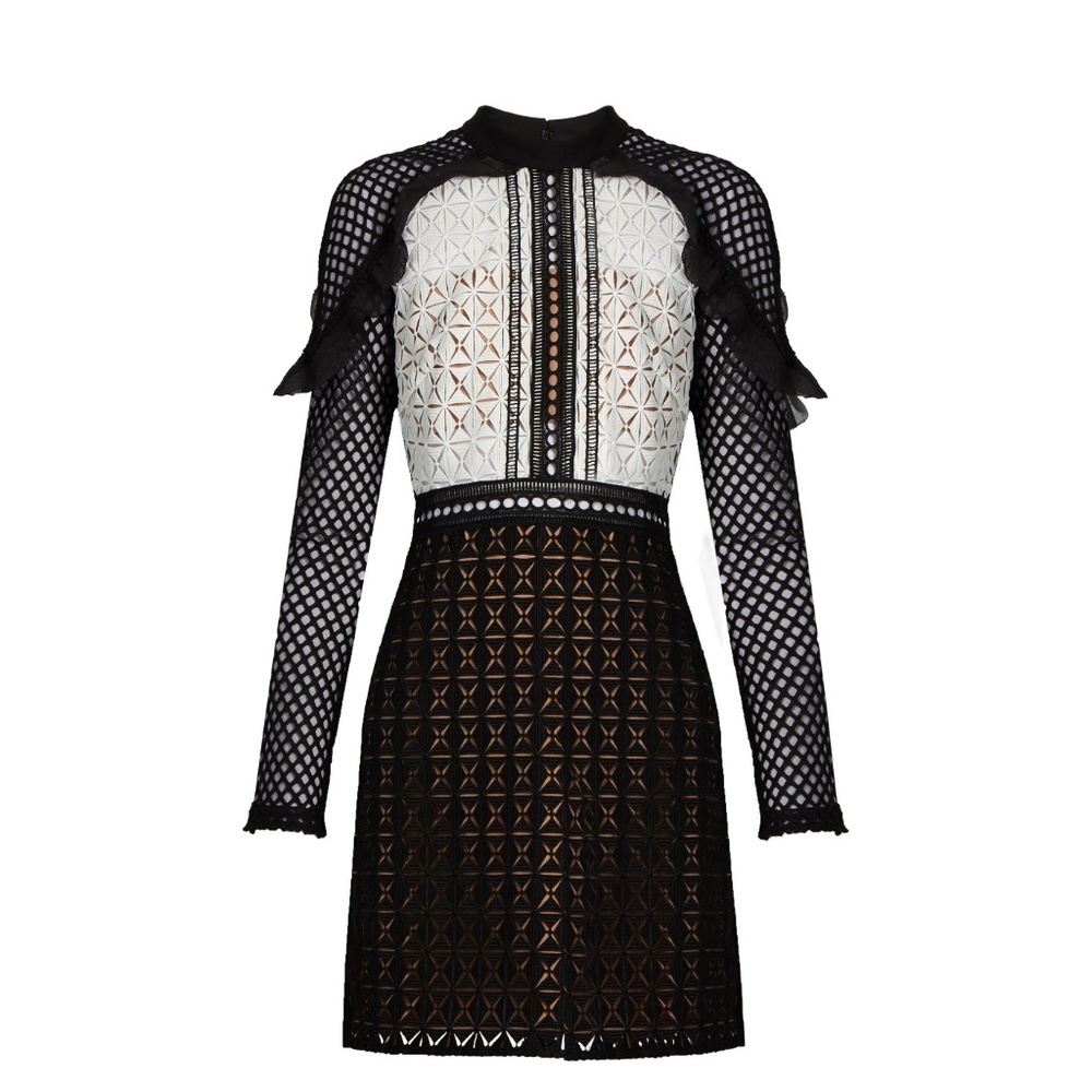SELF-PORTRAIT Monochrome Geometric Lace Mini